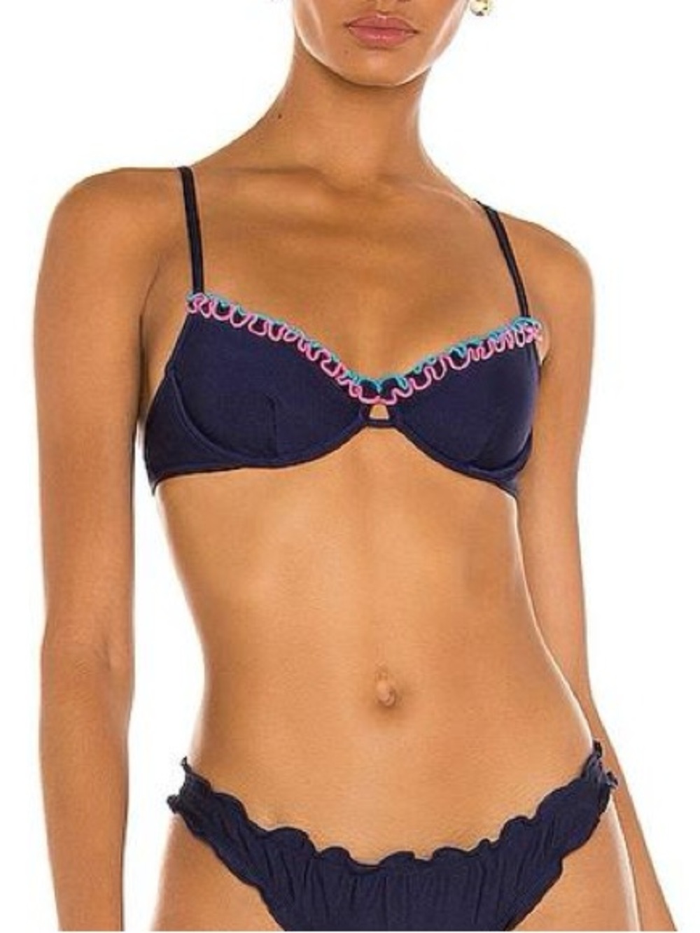 Something Navy Daffodil Ruffle Bikini Top - Picture 2 of 4